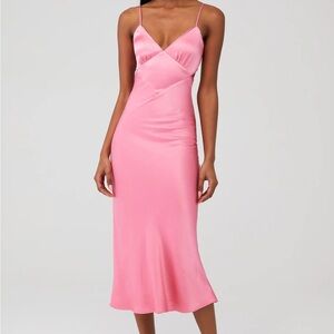 Bardot Melinda Pink Satin Slip Maxi Dress